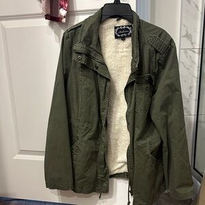 Women’s Olive Green Jacket with Sherpa Lining